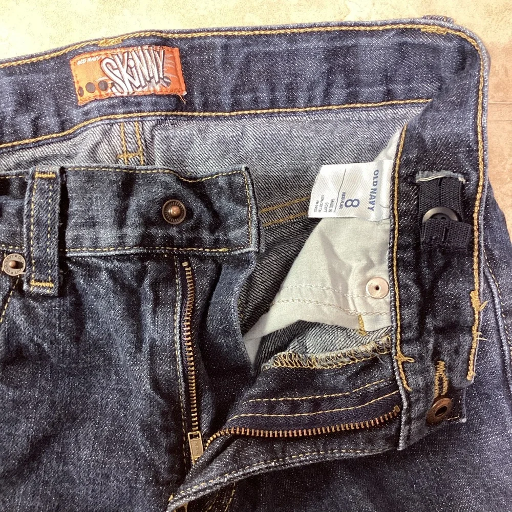 Old Navy Super Skinny Dark Denim Jeans Boys Size 8 Adjustable Waist